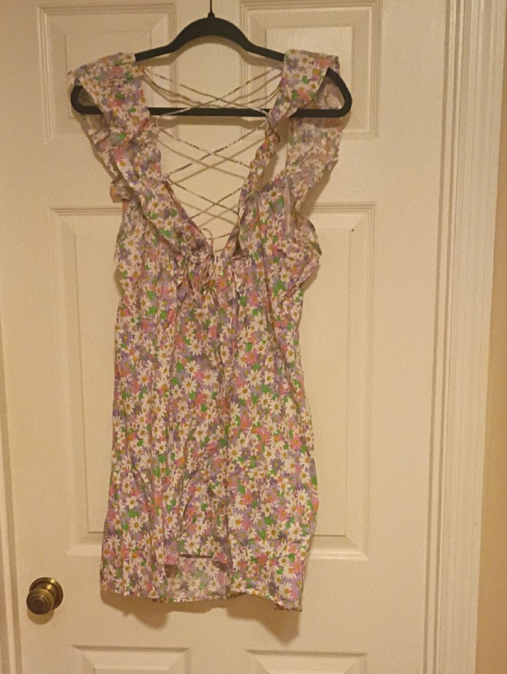 Umgee Lavender Floral Daisy Dress with Green Leaves - Picture 5 of 5